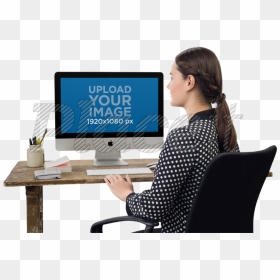 Desk And Woman Png - Computer Typing Image Png, Transparent Png - computer desk png