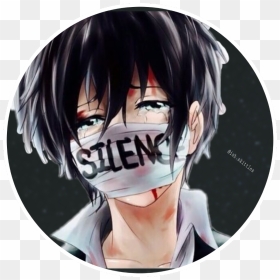 Transparent Shhh Clipart Black And White - Mask Sad Anime Boy, HD Png