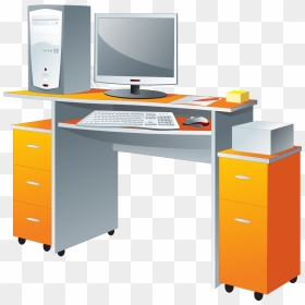 Office Vector, HD Png Download - computer desk png