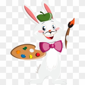 Cartoon Rabbit Painting, HD Png Download - painter png