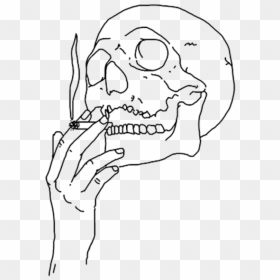 #tumblr #blackandwhite #skull #ciratte - Aesthetic Smoking Drawing, HD Png Download - skull png tumblr