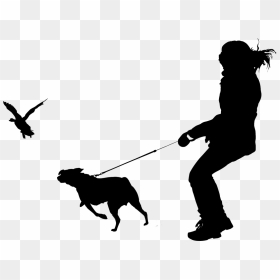Dog Breed Human Behavior Leash - Silhouette Human With Dog Png, Transparent Png - leash png