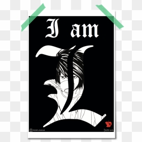 Death Note I Am L Drinking Coffee Black And White Manga - Note L Change The World, HD Png Download - death note png