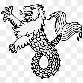 Heraldic Lion Crest Png Clipart Library Library - Lion With Fish Tail, Transparent Png - sea monster png