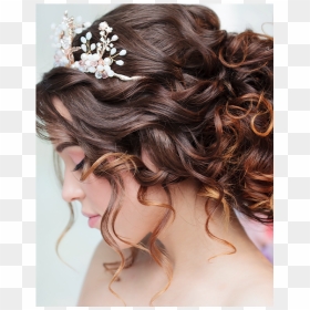 Brown Hair Woman With Wedding Haircut - Coiffure Pour La Mariée, HD Png Download - haircut png