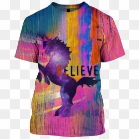 3d Unicorn In The Galaxy Background Full Print T Shirt - Unicorn, HD Png Download - galaxy background png