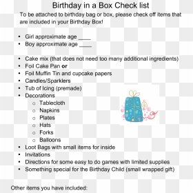 Birthday Party Checklist Main Image - 60th Birthday Clip Art, HD Png Download - birthday items png