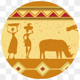 African Images Round Coaster "  Class= - Silhouette, HD Png Download - indian ox png