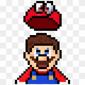 Pixel Art Mario Et Cappy, HD Png Download - cappy png