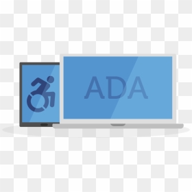 A Laptop With Ada On The Screen And A Tablet With The - Led-backlit Lcd Display, HD Png Download - person in wheelchair png