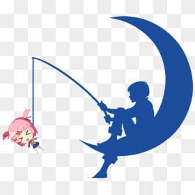 Kid Fishing On Moon, HD Png Download - sayori hanging png