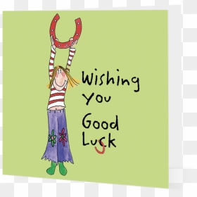 Good Luck Girl Holding A Horseshoe - Bent As You Fall Guy, HD Png Download - best of luck png