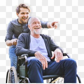Senior Man With His Son - Wheel Chair Man Png, Transparent Png - person in wheelchair png