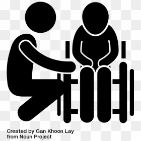 Icon Of Person Crouched Next To Person Using A Wheelchair - Vector Graphics, HD Png Download - person in wheelchair png