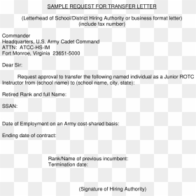 Formal Request For Transfer Letter How To Write A Format - Net Banking Request Letter, HD Png Download - write png