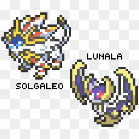 Solgaleo And Lunala - Pixel Art Pokemon Lunala, HD Png Download - solgaleo png