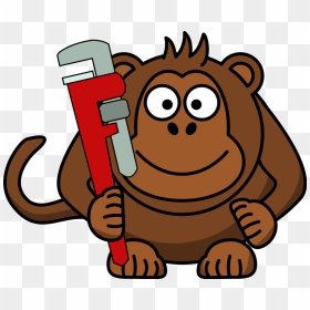 Free Vector Cartoon Monkey With Wrench - Monkey Holding A Wrench, HD Png Download - spanner vector png