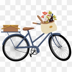 Bicycle Basket Png - Bike With Flower Basket Png, Transparent Png - flower basket png