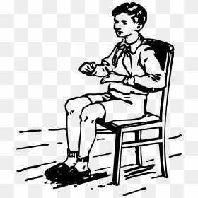 Boy Sitting On Chair Drawing, HD Png Download - people sitting on chairs png