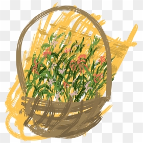 Flowers Basket Clip Arts - Clip Art, HD Png Download - flower basket png