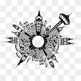 Building, City, Skyline, Ring, District, Arrangement - Different Cultures, HD Png Download - city building clipart black and white png