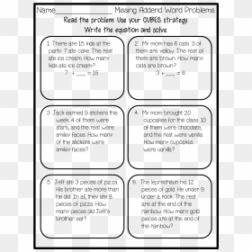 First Grade Fairytales Missing - Missing Addend Word Problems 1st Grade, HD Png Download - my name jeff png