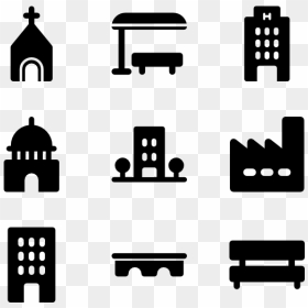 Building Clipart Minimal White, HD Png Download - city building clipart black and white png