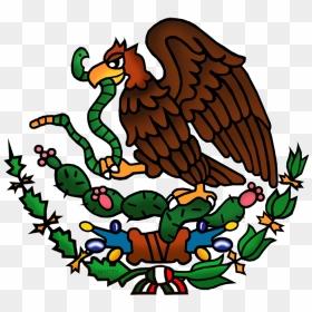 National Emblem - Mexico Flag Drawing Easy, HD Png Download - national emblem of india png