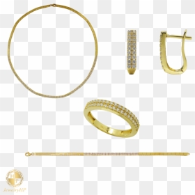 Jewelry Set By Gold - Bangle, HD Png Download - gold jewellery set png