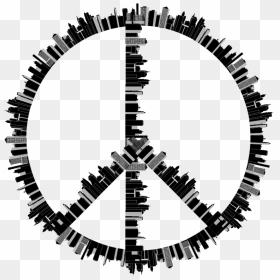 Peace Sign City - Original Peace Sign, HD Png Download - city building clipart black and white png