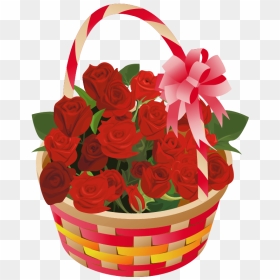 Valentine Flower Clipart Svg Stock Roses Basket Png - Valentines Day Bouquets Png, Transparent Png - flower basket png