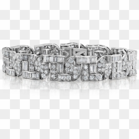 Art Deco Fancy Diamond Bracelet - Platinum, HD Png Download - fancy bangles png
