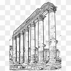 Temple Of Bell Street - Roman Ruins Drawing, HD Png Download - temple arch png