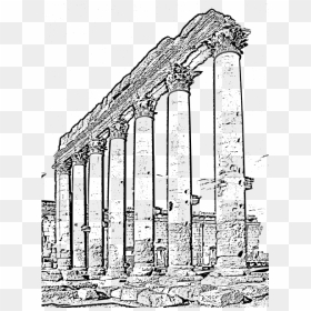 Temple Of Bell Street - Roman Ruins Drawing, HD Png Download - temple arch png
