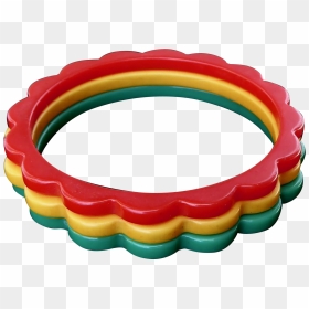 Art Deco Bakelite Scalloped Daisy Bangles Red Yellow - Bangle, HD Png Download - plastic bangles png