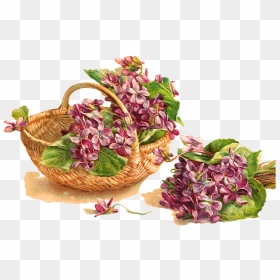 Digital Violet Flower Basket Free - Carte Bonne Année 2018 Violette, HD Png Download - flower basket png
