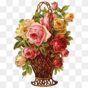 Pin By Marjatta Piironen On Victorian Scraps - Vintage Flower Basket Png, Transparent Png - flower basket png