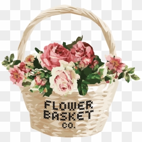 Transfert Shabby Chic Fleurs, HD Png Download - flower basket png