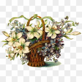 Wildflower Image Free Flower Basket - Clip Art Vintage Spring Flowers, HD Png Download - flower basket png