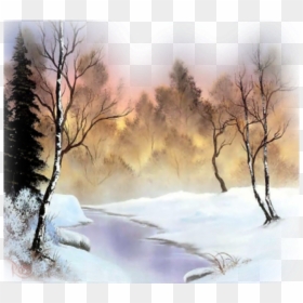 #landscape #background #wallpaper #nature #snow #snowday - Bob Ross Winter Painting Hd, HD Png Download - nature wallpaper png