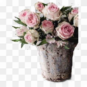 #pink #white #roses #flowervase #boquet #rustic #shabbychic - Rustic Shabby Chic Flowers, HD Png Download - boquet png