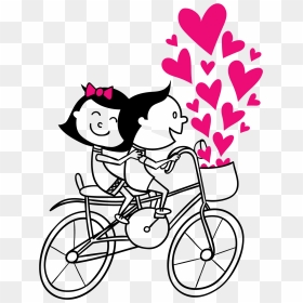 Couple Vector Cycling Png Free Photo Clipart - Love Couple Cartoons On Cycle, Transparent Png - cycle clipart png