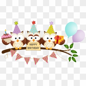 Vector Free Library Cartoon Owl Material - Happy Birthday Owls, HD Png Download - birthday cartoon png