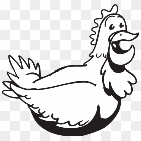 Transparent Hen Clipart Black And White - Chicken Cartoon Black And White, HD Png Download - white hen png