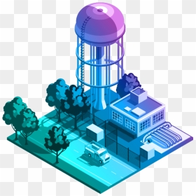 Illustration Of A Water Plant - Gis Aplicado A Agua, HD Png Download - water tanker png