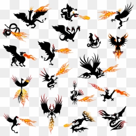 Fire Breathing Dragon Drawing Outline, HD Png Download - phoenix bird logos png
