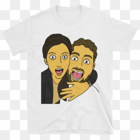 T-shirt Couple Half Body - Cartoon, HD Png Download - caricature body png