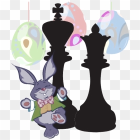 Easter Bunny With Chess King And Queen Clipart - Happy Easter Chess Pieces, HD Png Download - queen clipart png