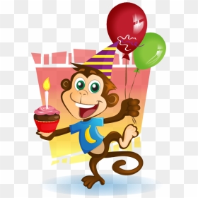 Monkey Clipart Birthday Clipart Library Library Free - Monkey Birthday Clipart, HD Png Download - birthday cartoon png