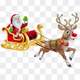 Transparent Christmas Santa And Sledge Png Clipartâ - Father Christmas And Sleigh, Png Download - christmas santa claus png